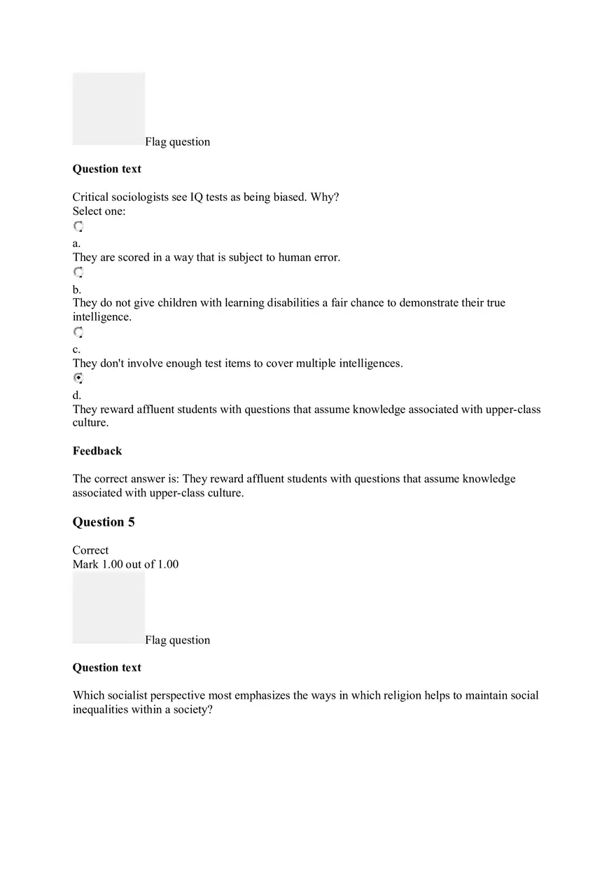 Sociology Quiz Unit 6 - Page 8