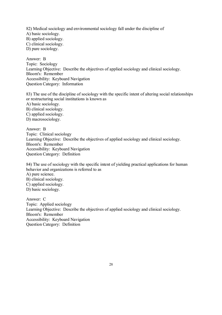 Chapter 01 Understanding Sociology Answers 4 - Page 1