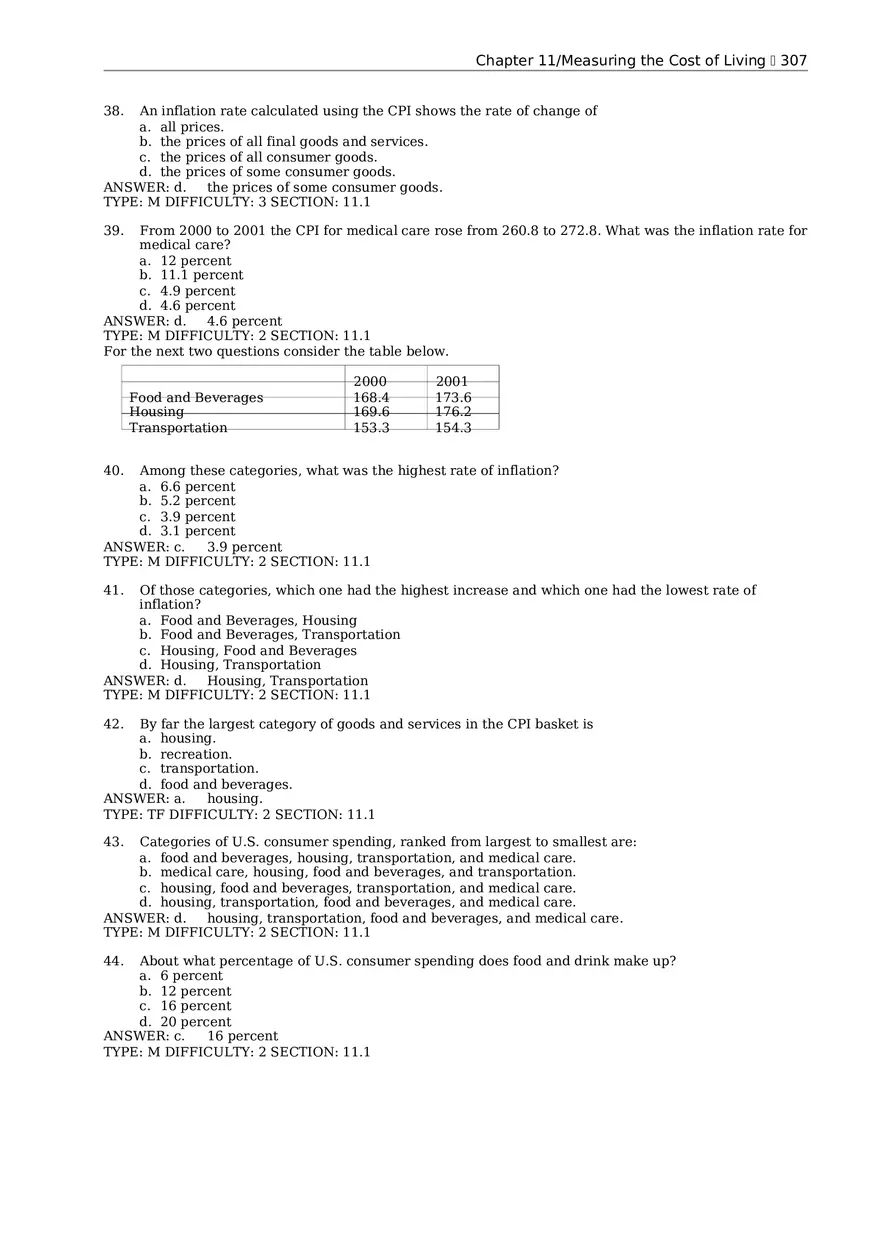 Chapter 11 Measuring the Cost of Living Multiple Choice 1 - Page 7