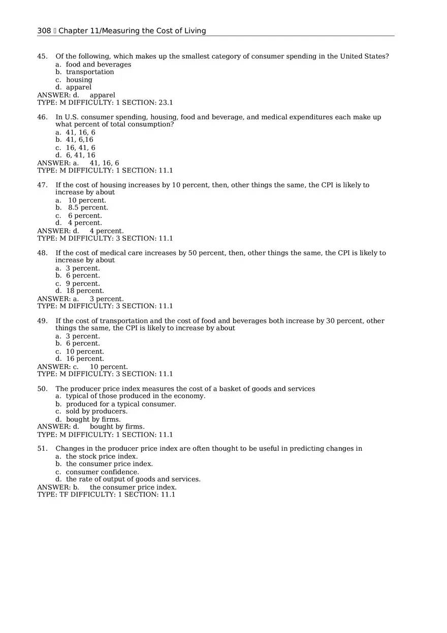 Chapter 11 Measuring the Cost of Living Multiple Choice 1 - Page 8