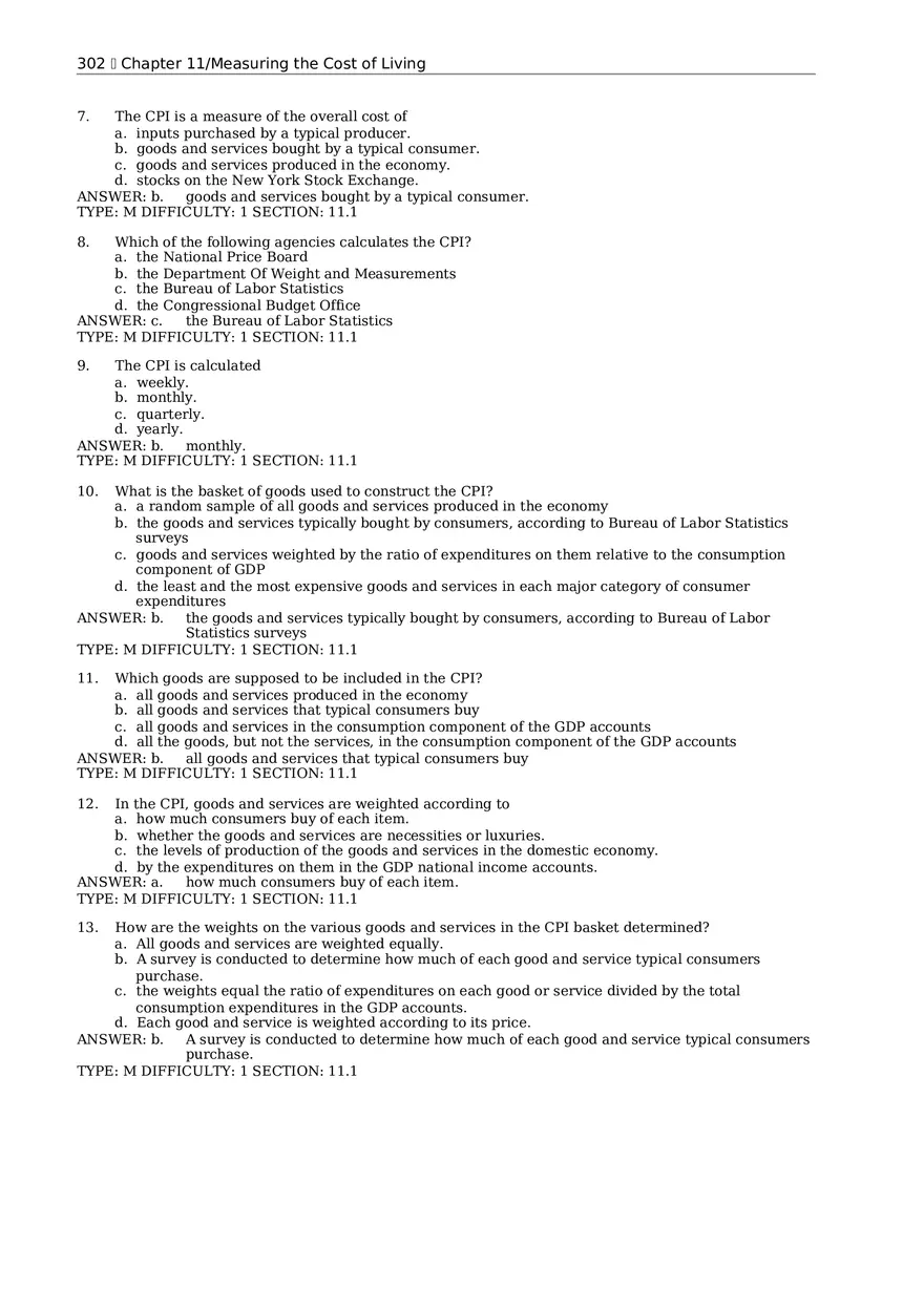 Chapter 11 Measuring the Cost of Living Multiple Choice 1 - Page 2
