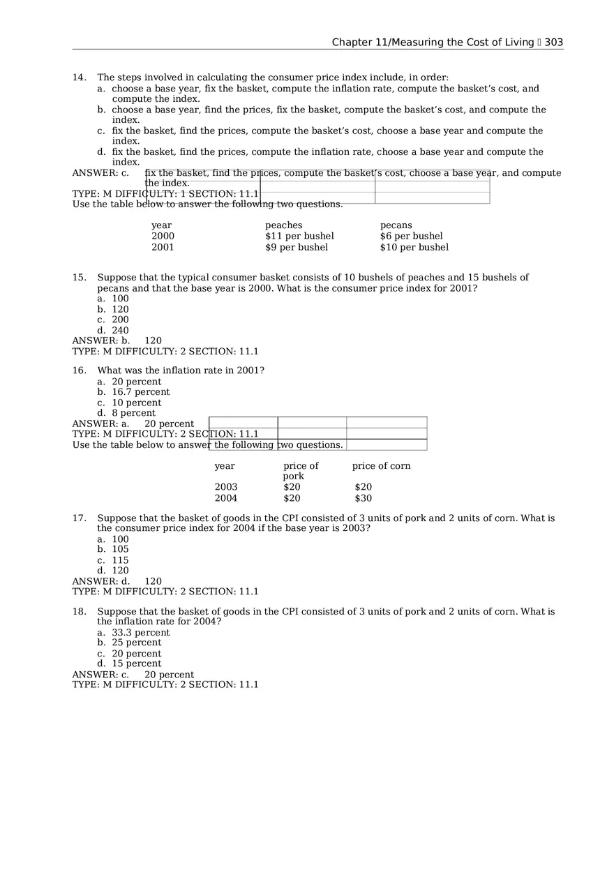 Chapter 11 Measuring the Cost of Living Multiple Choice 1 - Page 3