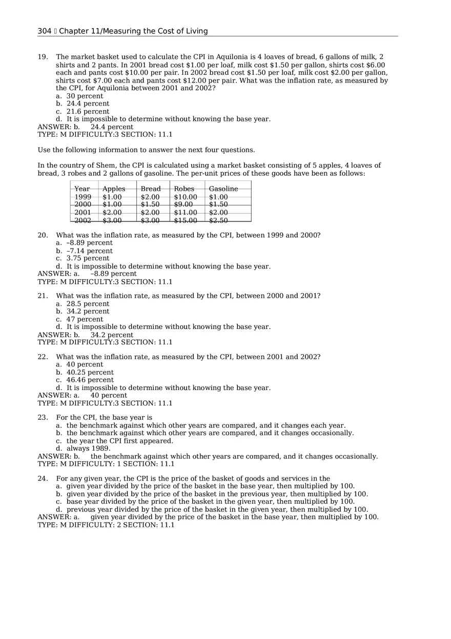 Chapter 11 Measuring the Cost of Living Multiple Choice 1 - Page 4