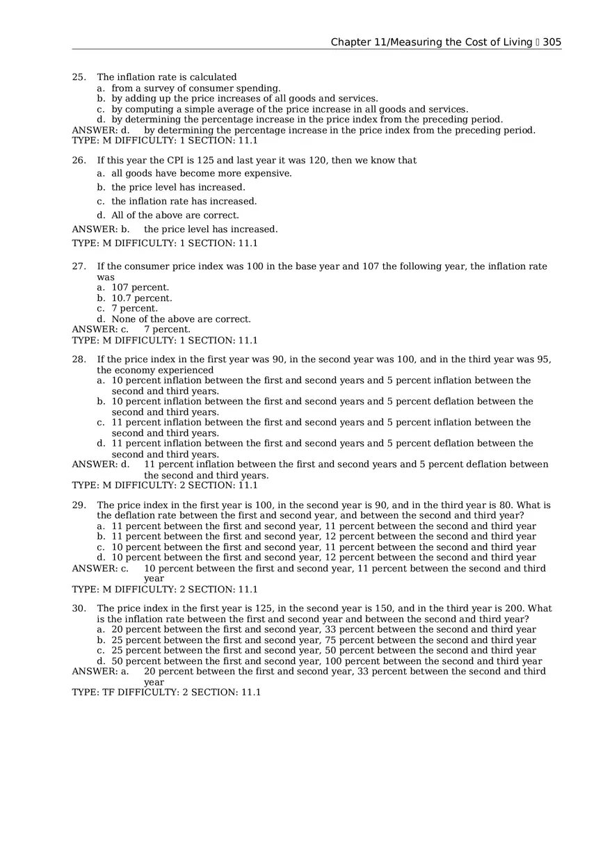 Chapter 11 Measuring the Cost of Living Multiple Choice 1 - Page 5
