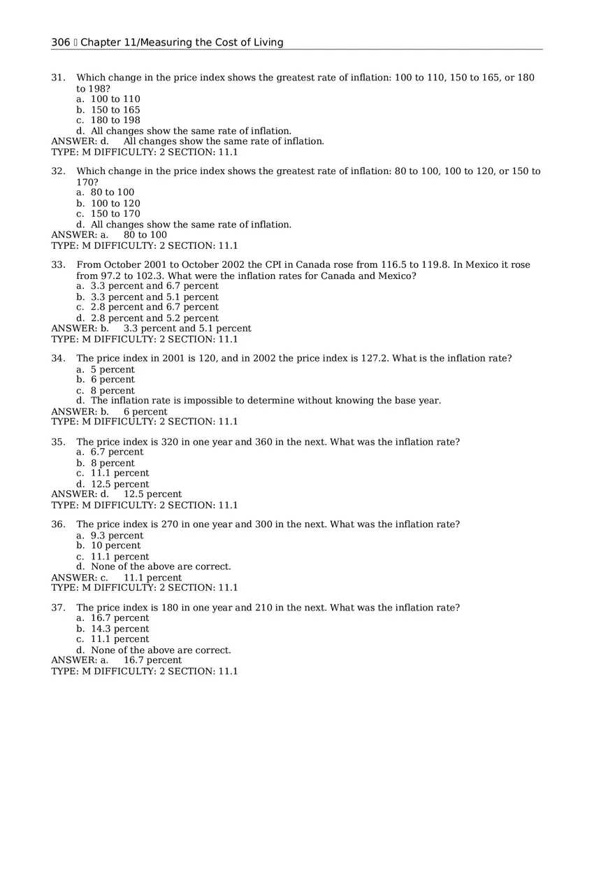 Chapter 11 Measuring the Cost of Living Multiple Choice 1 - Page 6