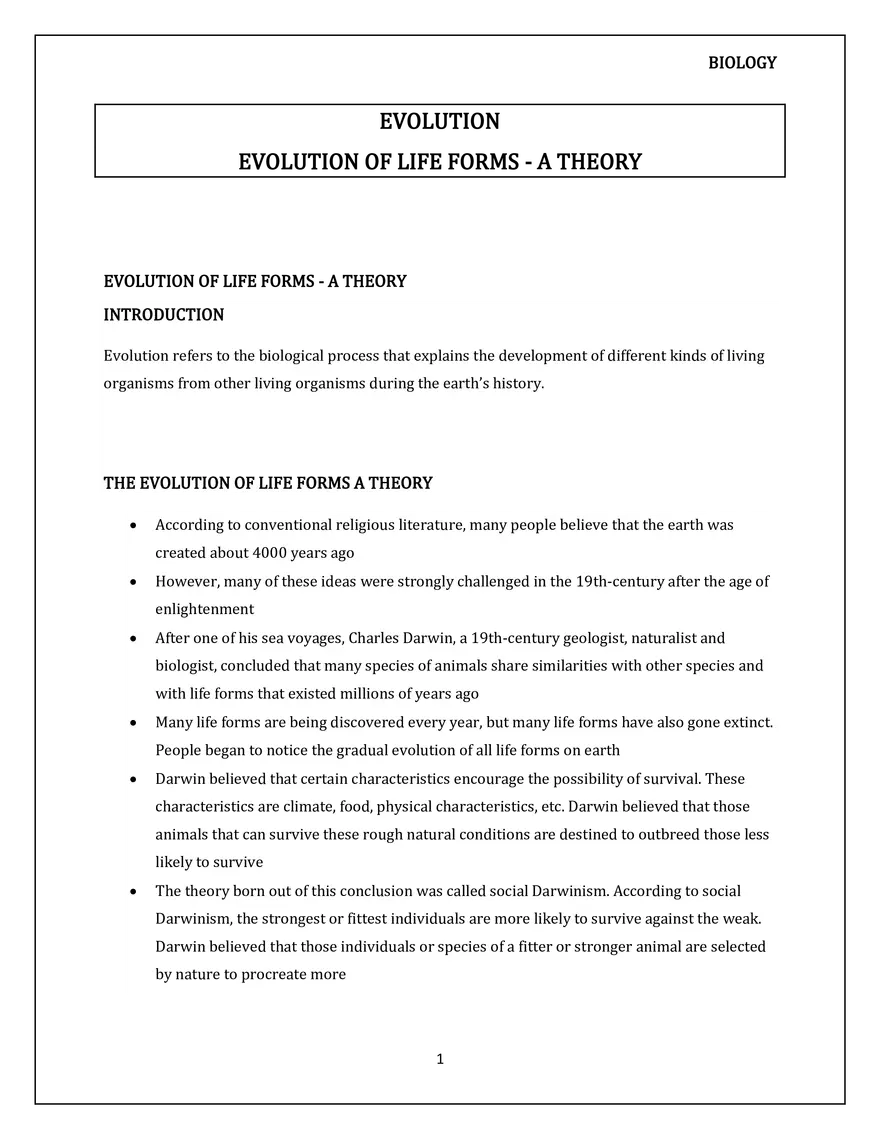 Evolution of Life Forms - A Theory - Page 1