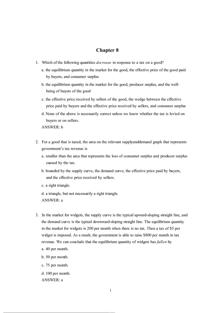 Economics Chapter 8 Key - Page 1