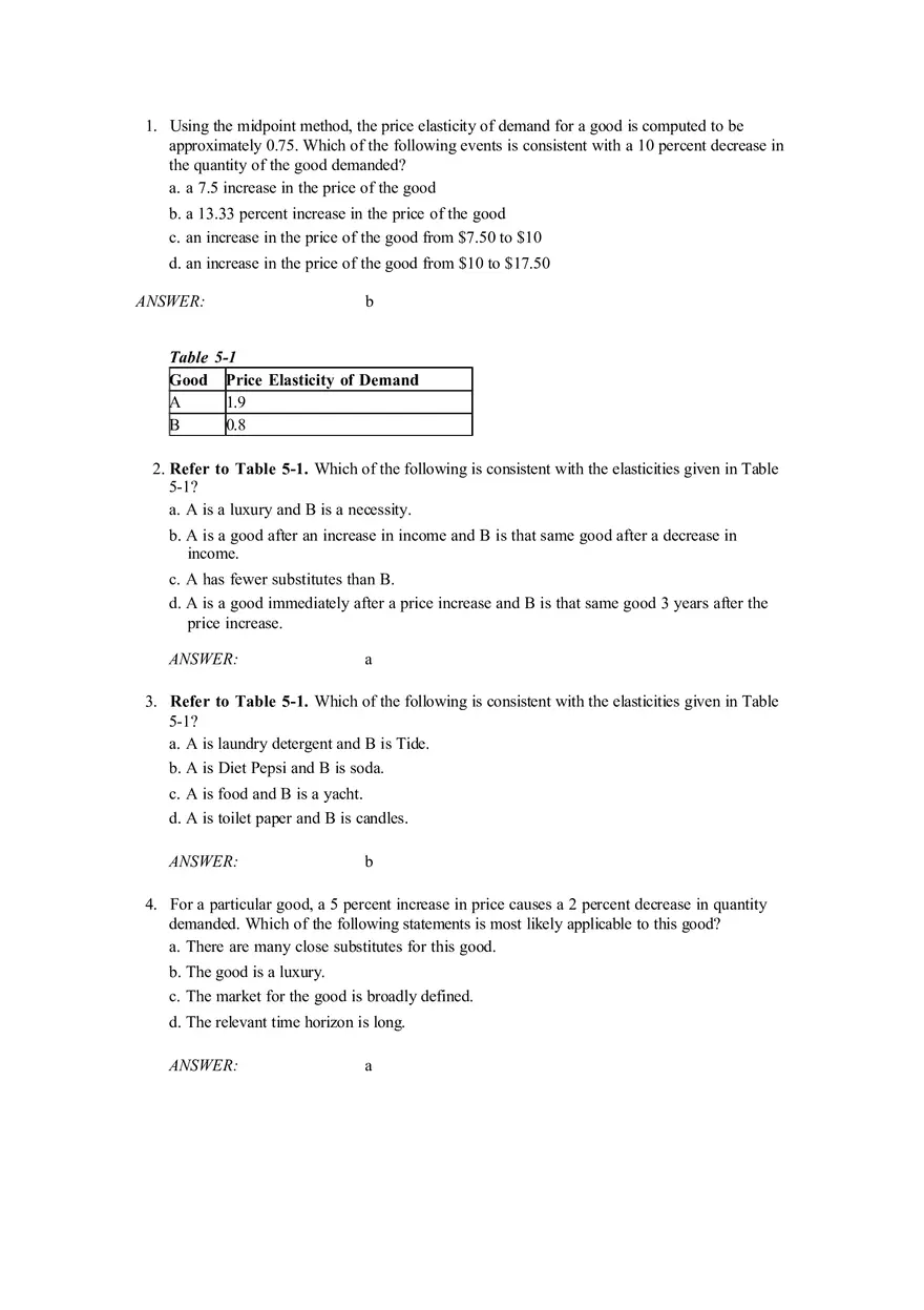 Econ Multiple Choice Answer Key - Page 1