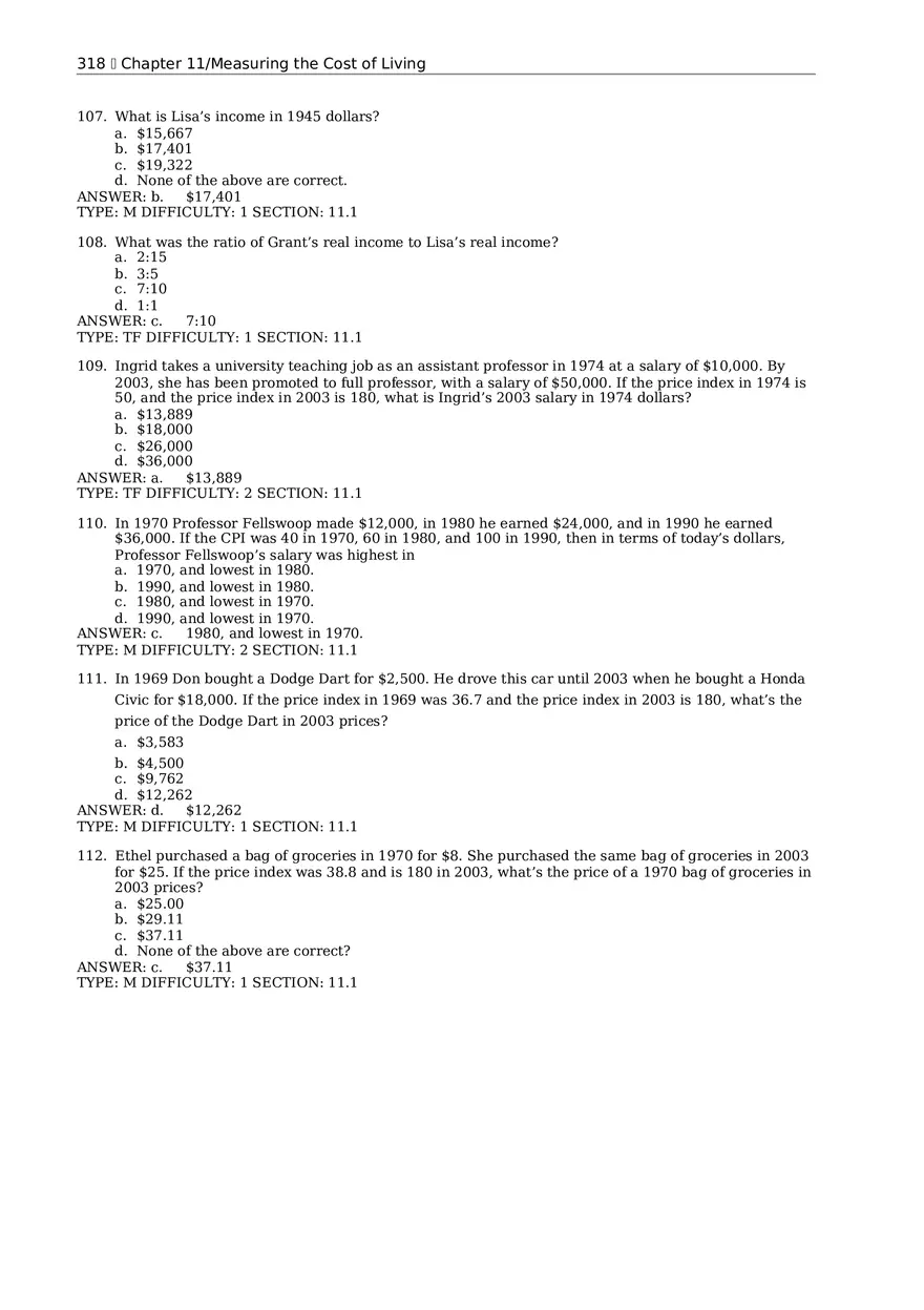 Chapter 11 Measuring the Cost of Living Multiple Choice 3 - Page 2