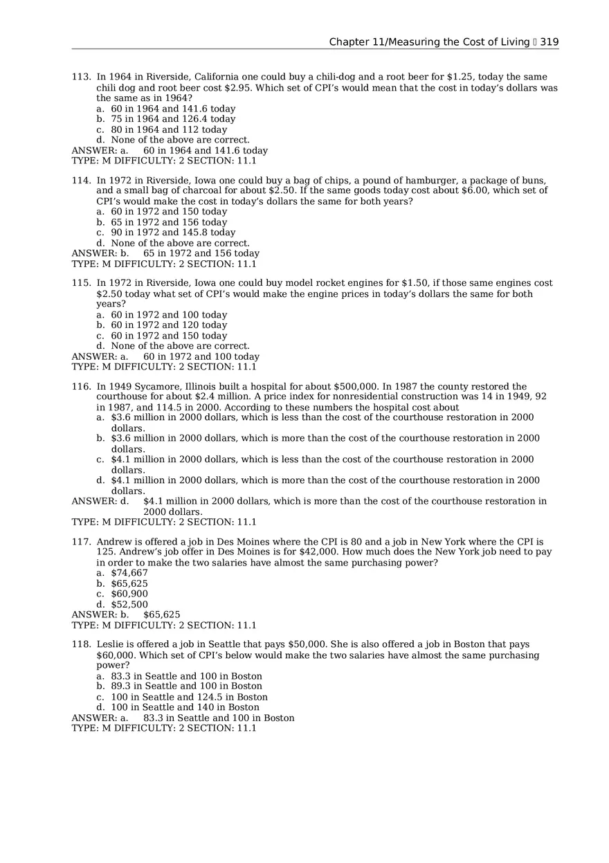 Chapter 11 Measuring the Cost of Living Multiple Choice 3 - Page 3