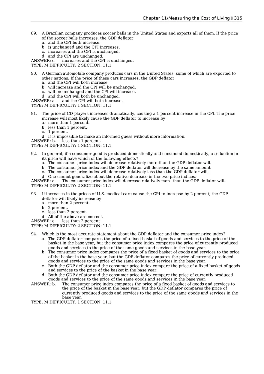 Chapter 11 Measuring the Cost of Living Multiple Choice 2 - Page 7