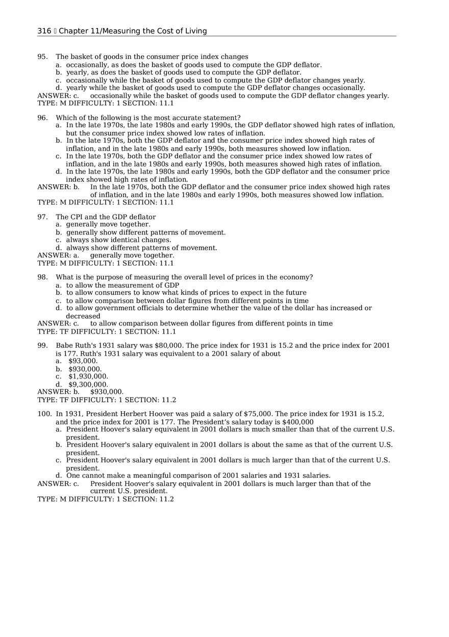Chapter 11 Measuring the Cost of Living Multiple Choice 2 - Page 8