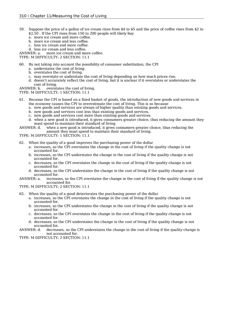 Chapter 11 Measuring the Cost of Living Multiple Choice 2 - Page 2