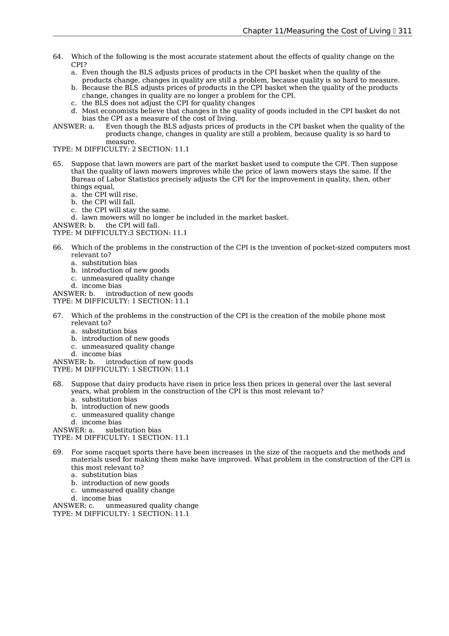 Chapter 11 Measuring the Cost of Living Multiple Choice 2 - Page 3
