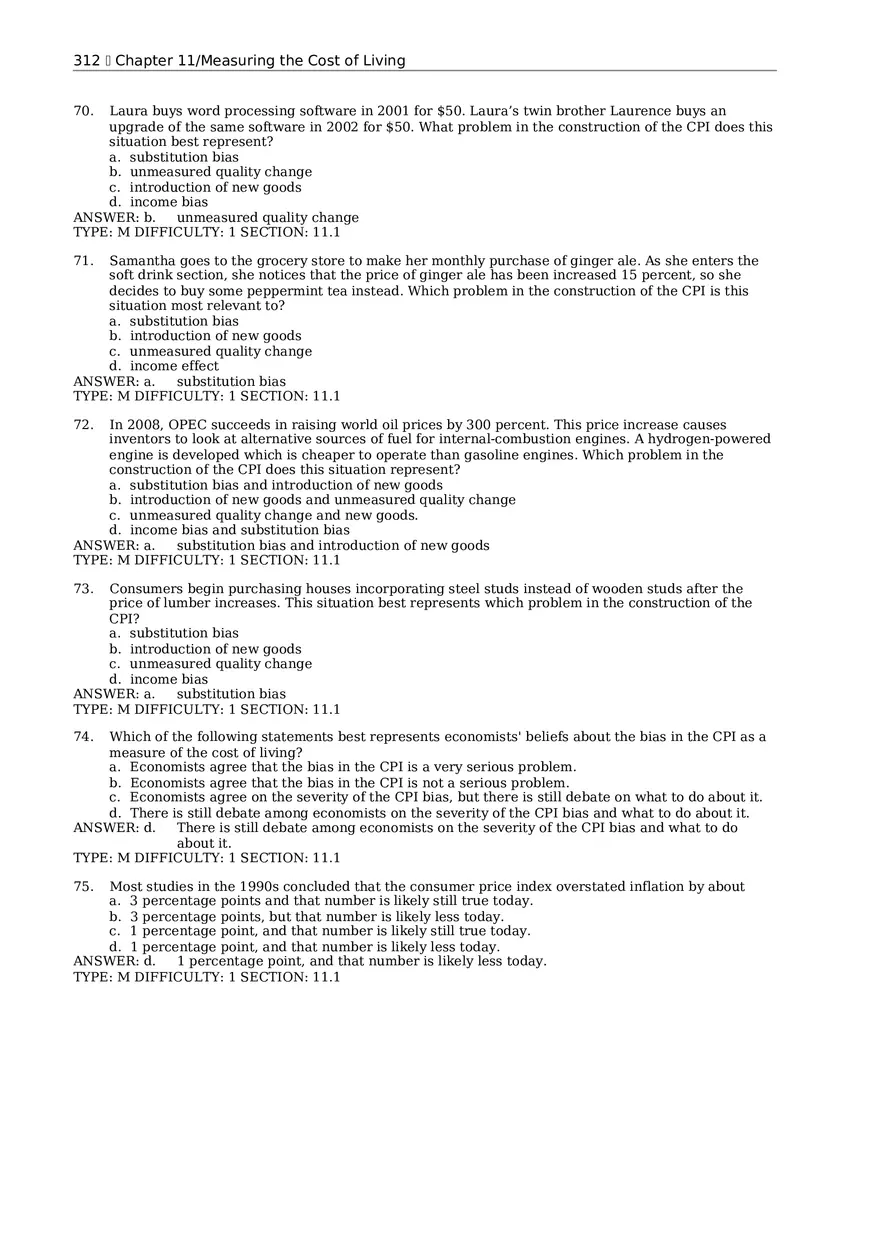 Chapter 11 Measuring the Cost of Living Multiple Choice 2 - Page 4