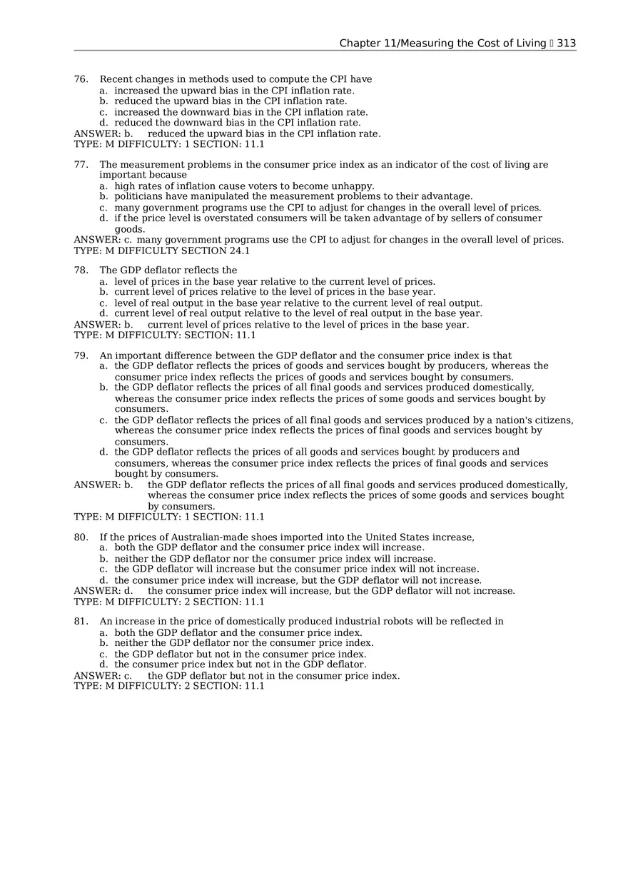 Chapter 11 Measuring the Cost of Living Multiple Choice 2 - Page 5