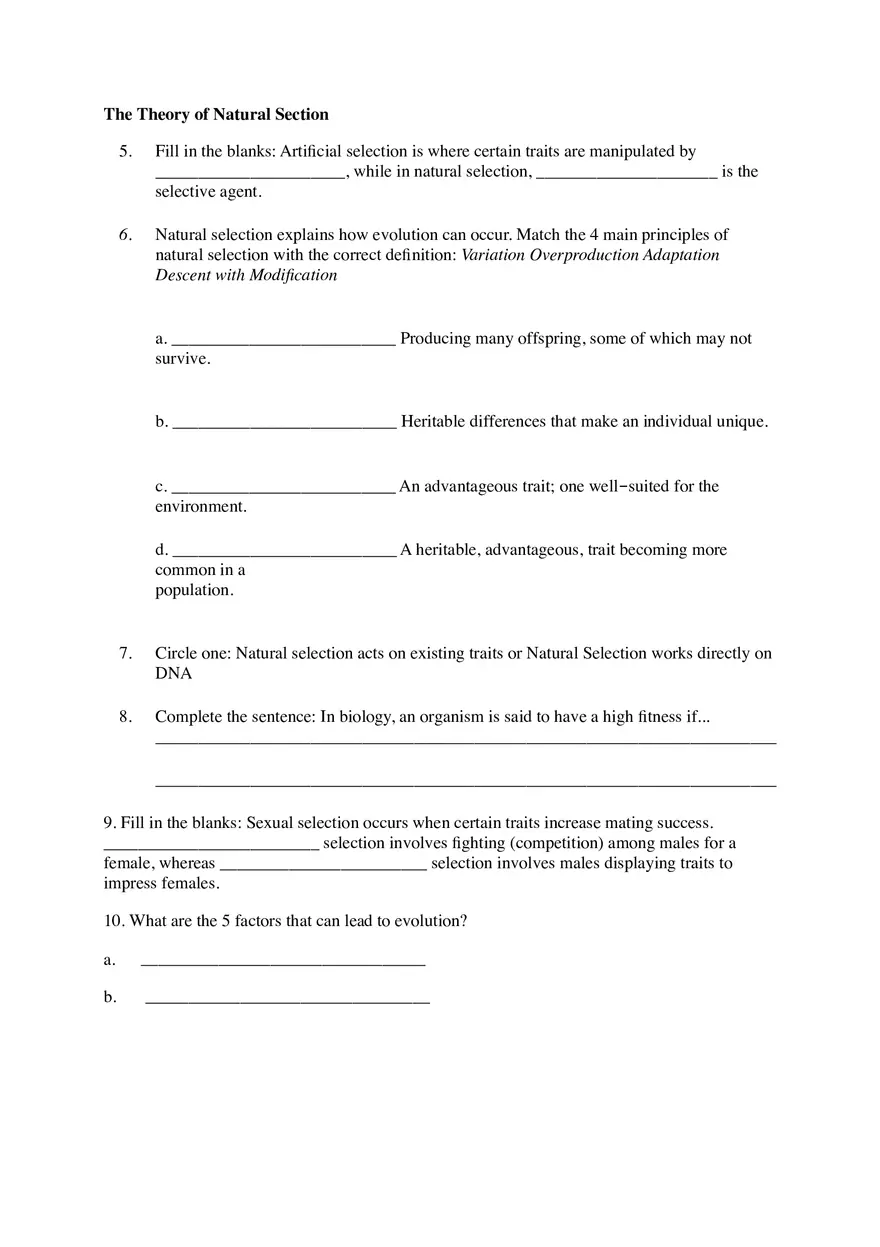 Evolution Review Worksheet - Page 2