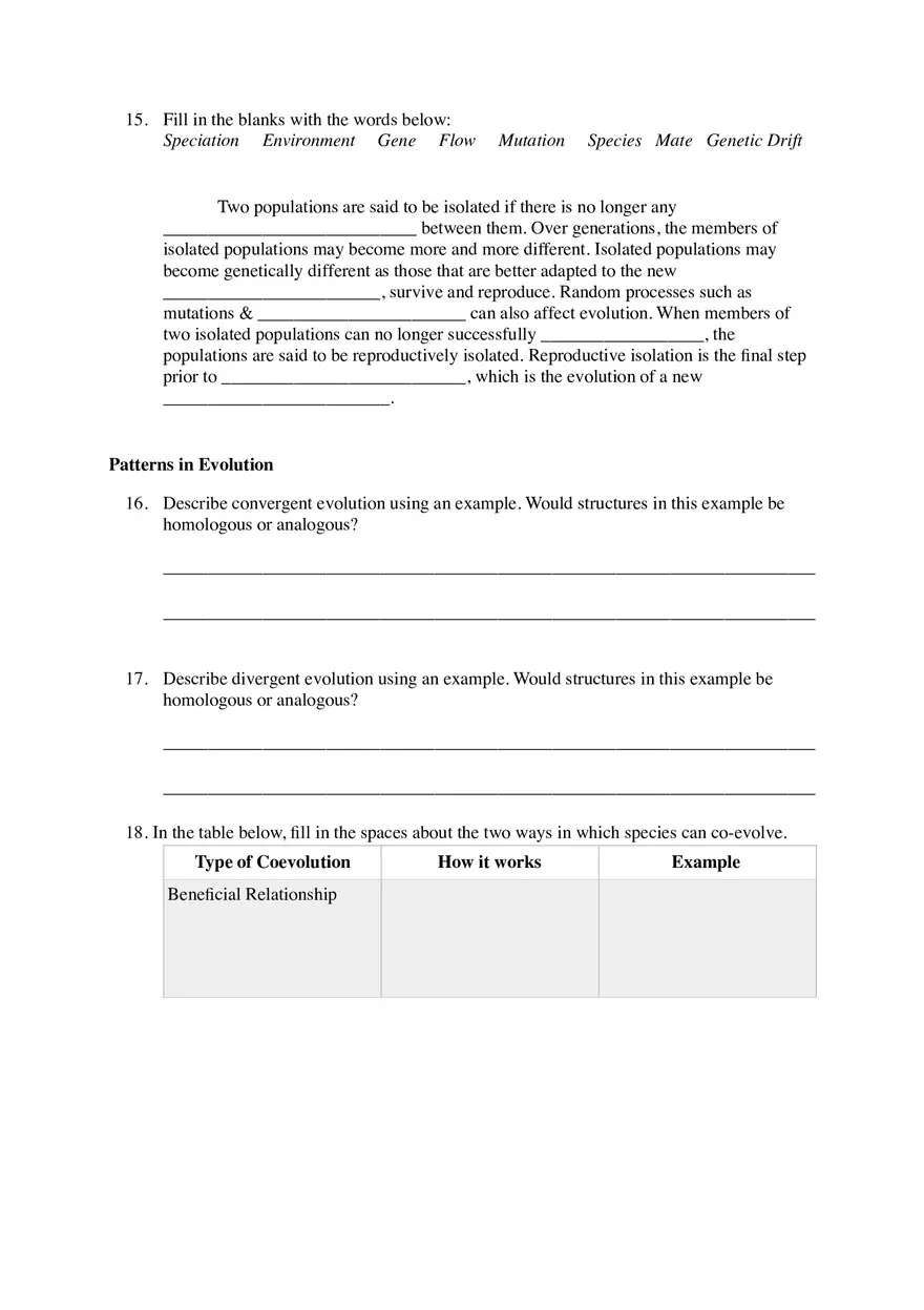 Evolution Review Worksheet - Page 4
