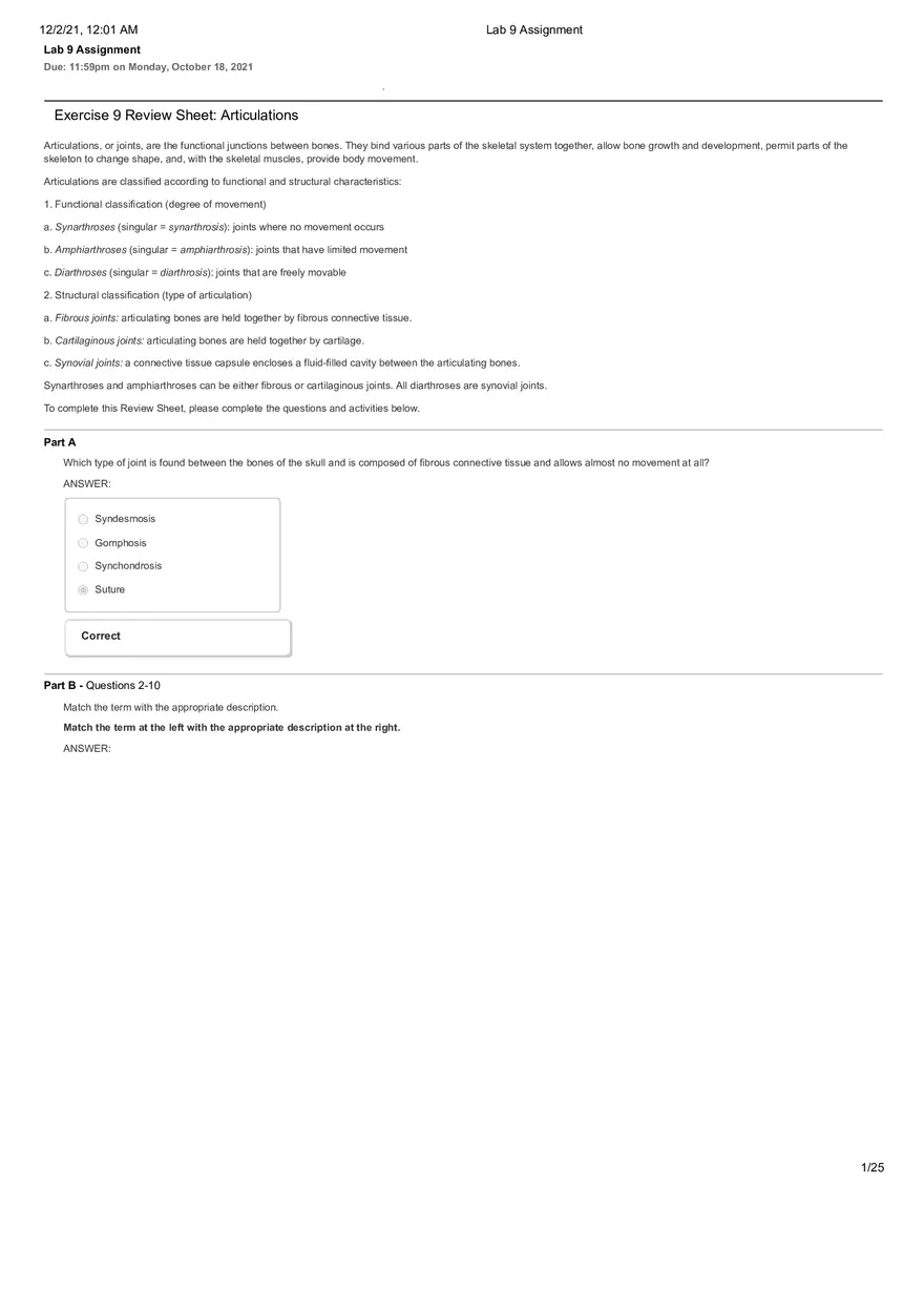 Anatomy Lab 9 Assignment - Page 1