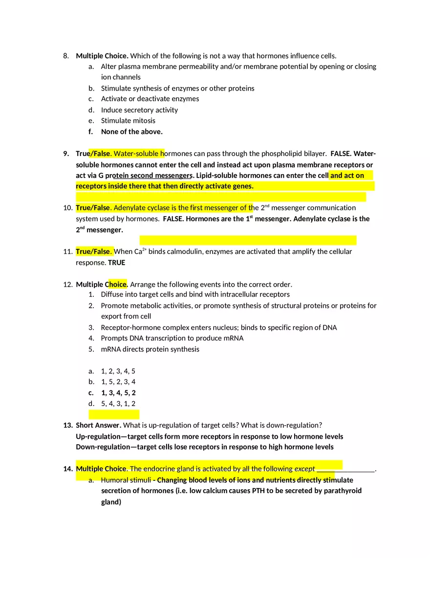 Ch. 16 – The Endocrine System – Answer Key - Page 2