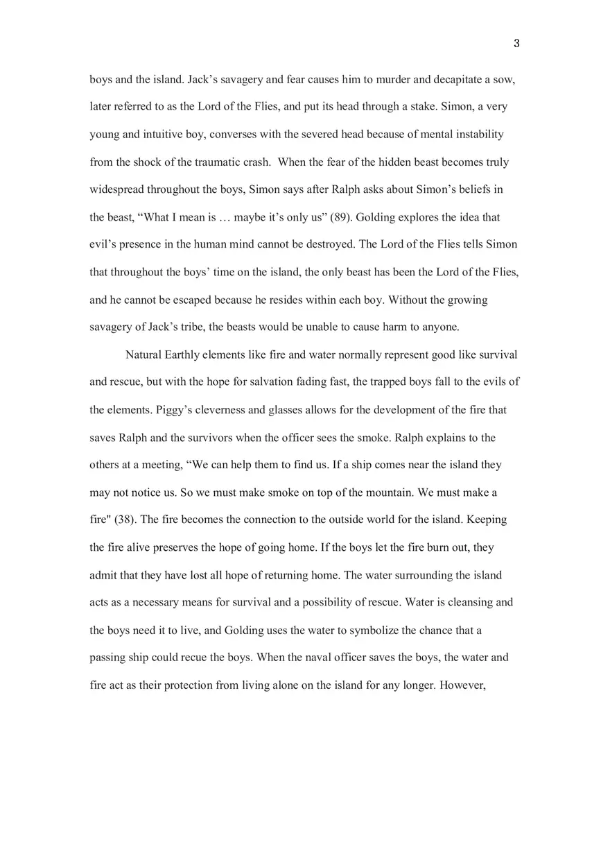 Lord of the Flies Topic 5- Symbols That Show Savagery vs. Civilization - Page 3