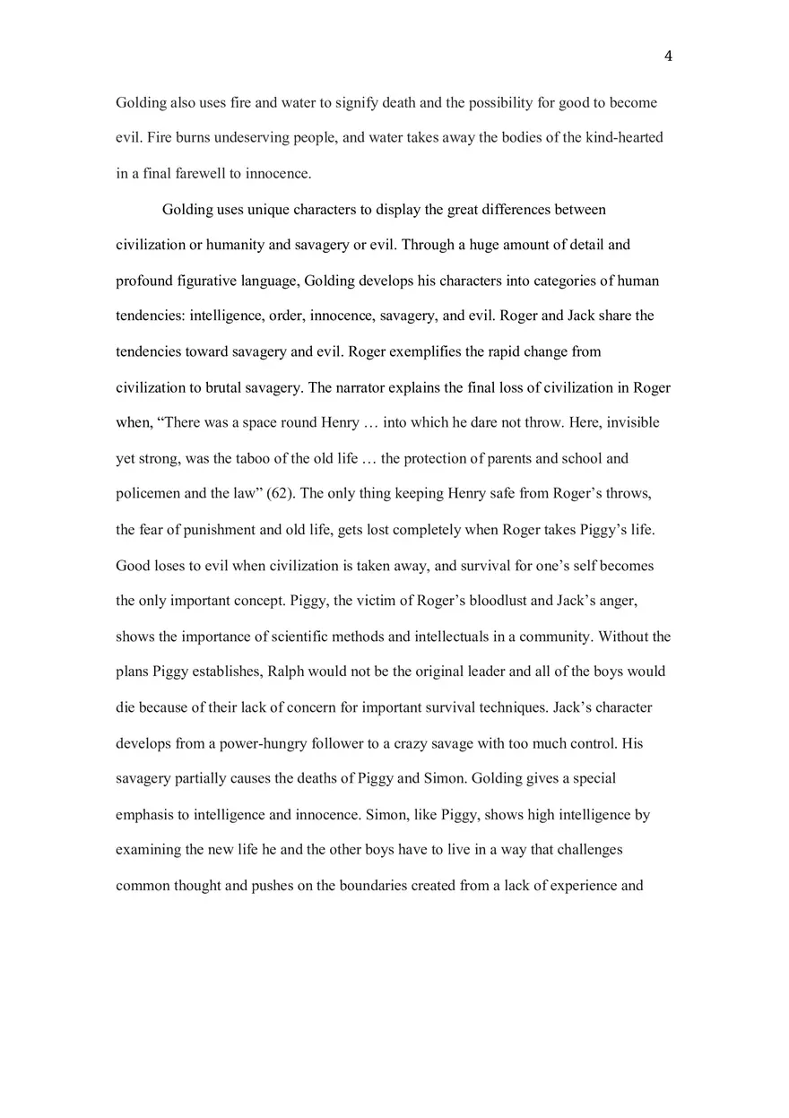 Lord of the Flies Topic 5- Symbols That Show Savagery vs. Civilization - Page 4