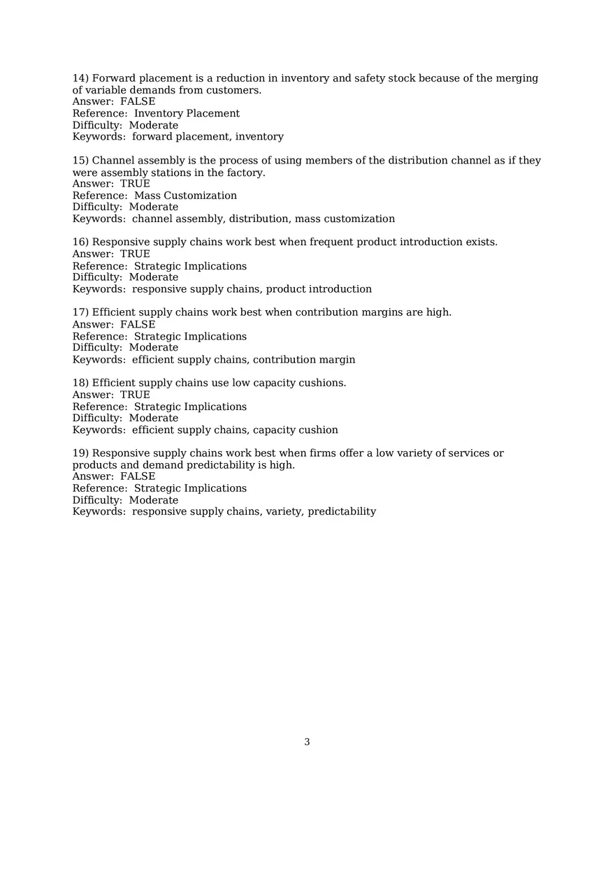 Chapter 10 Supply Chain Design True False - Page 3