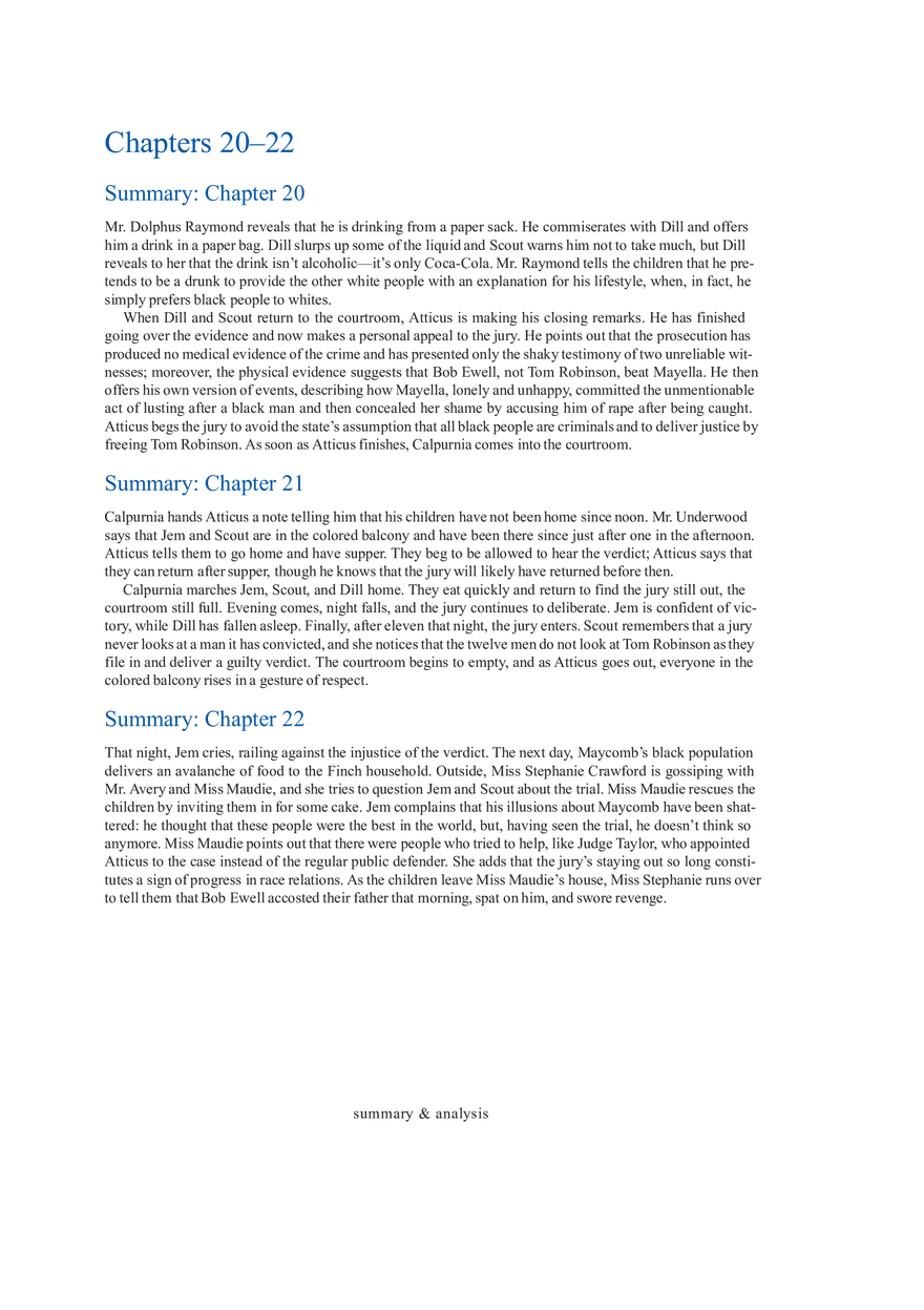 To Kill a Mockingbird Summary & Analysis Ch. 20-22 - Page 1
