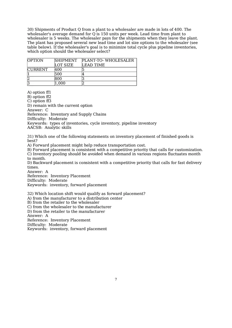 Chapter 10 Supply Chain Design Multiple Choice - Page 7