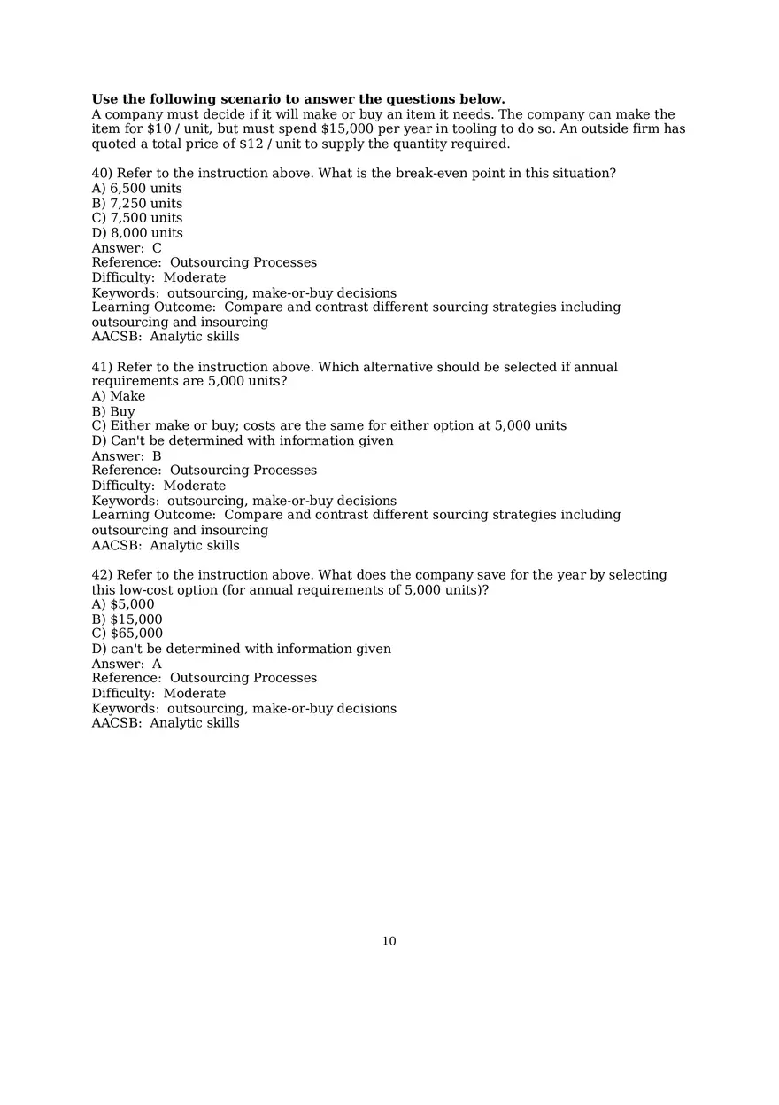 Chapter 10 Supply Chain Design Multiple Choice - Page 10