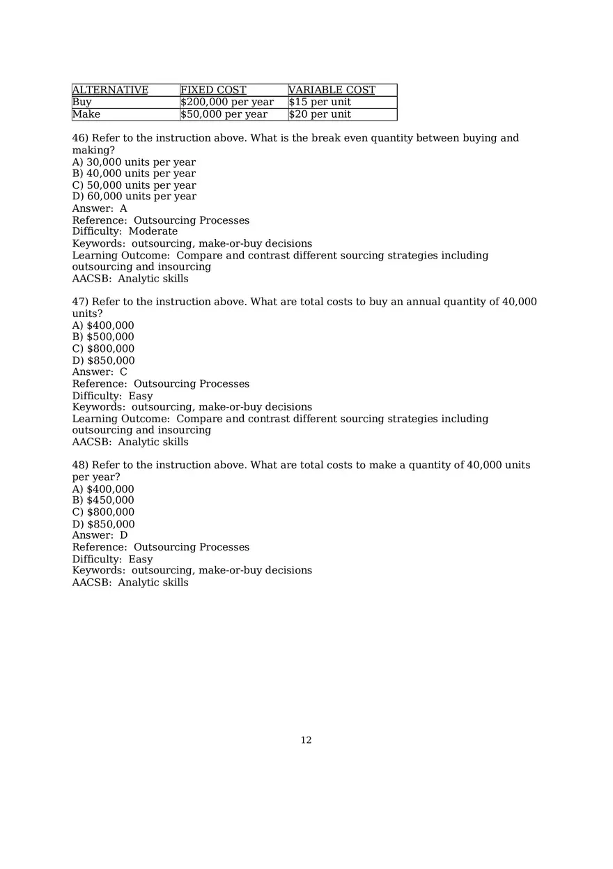 Chapter 10 Supply Chain Design Multiple Choice - Page 12