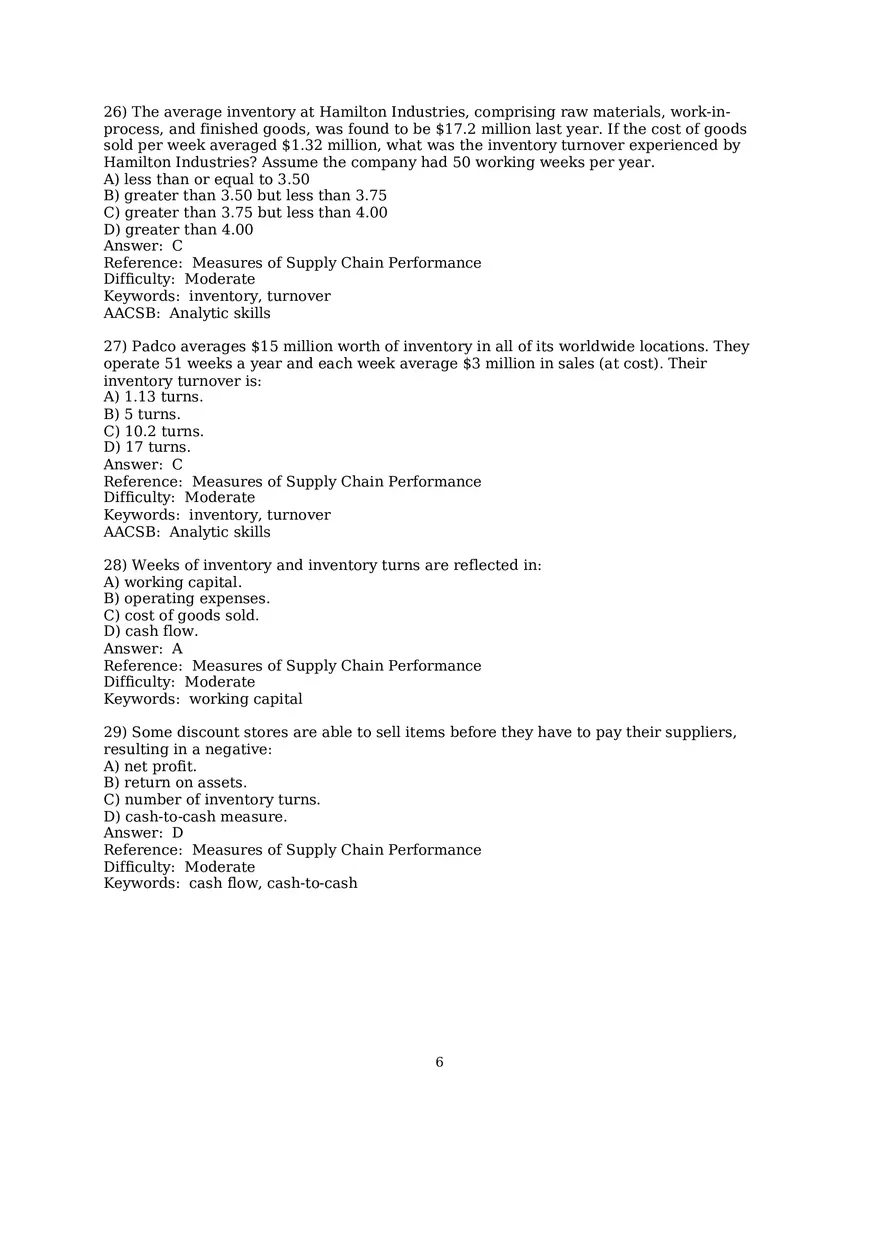 Chapter 10 Supply Chain Design Multiple Choice - Page 6
