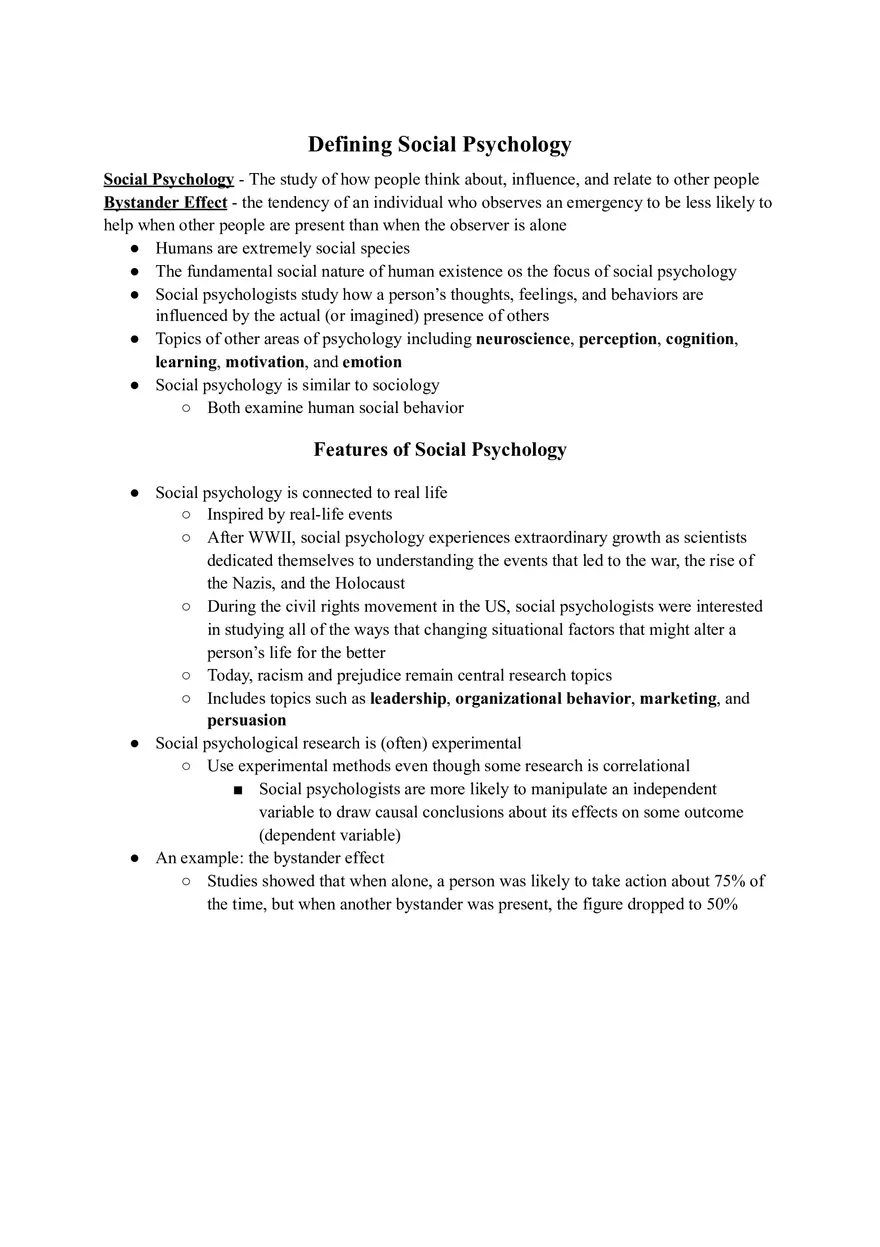 Defining Social Psychology - Page 1