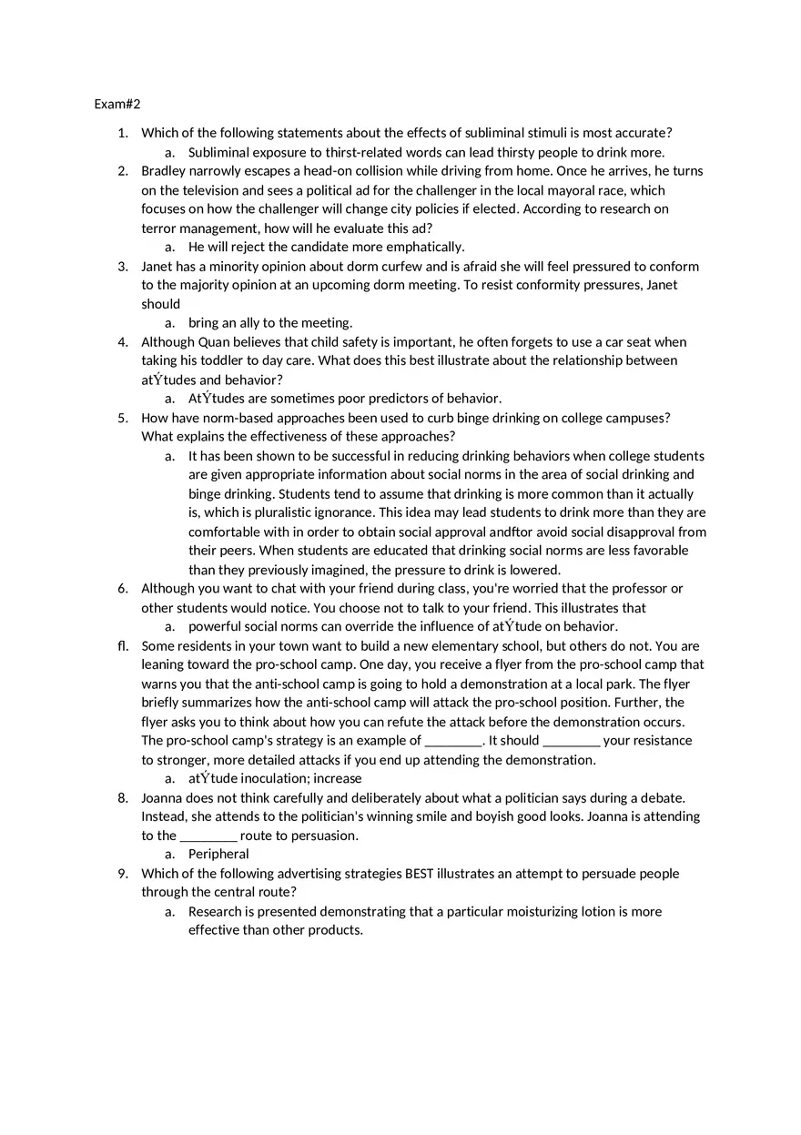 Psychology Exam #2 - Page 1