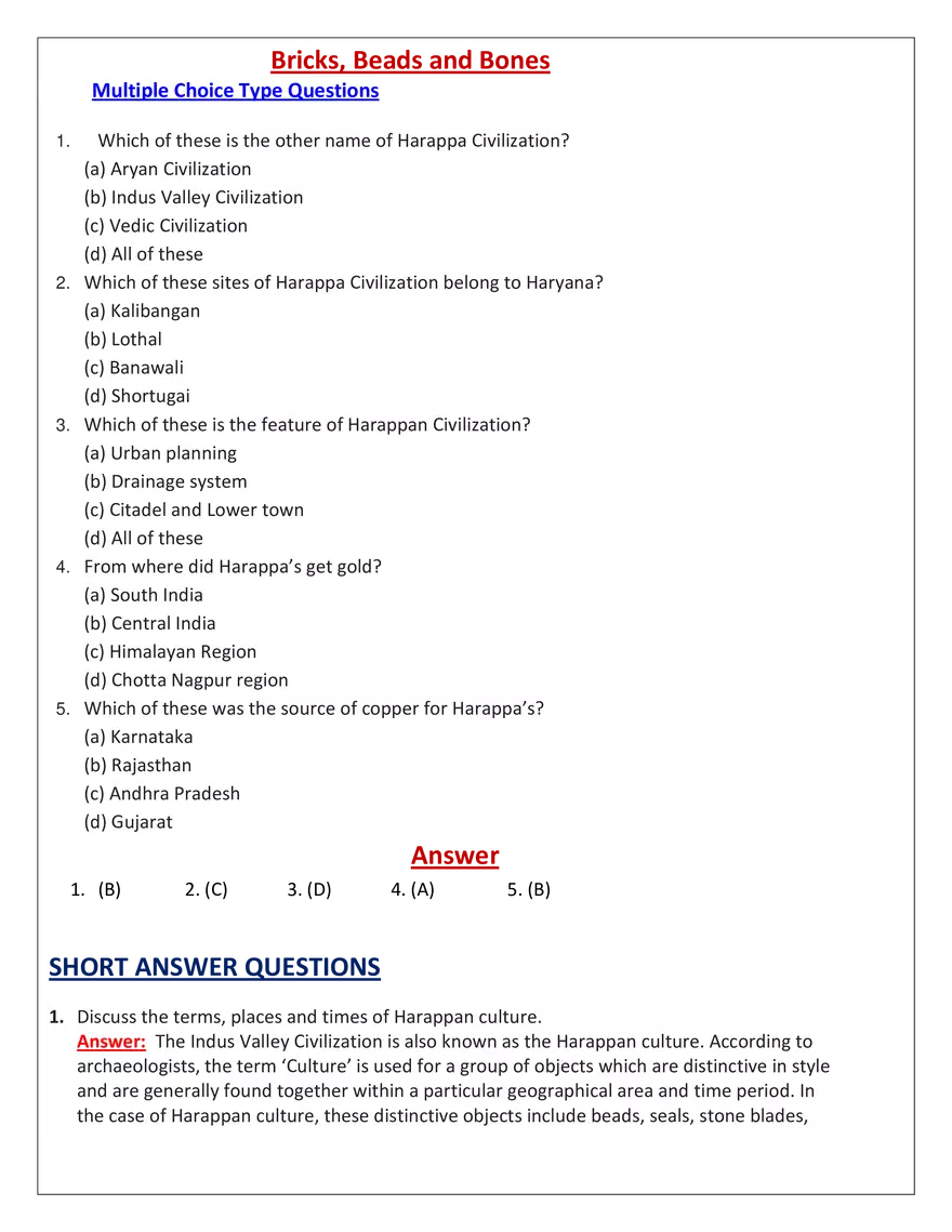 Bricks, Beads and Bones Questions - Page 1