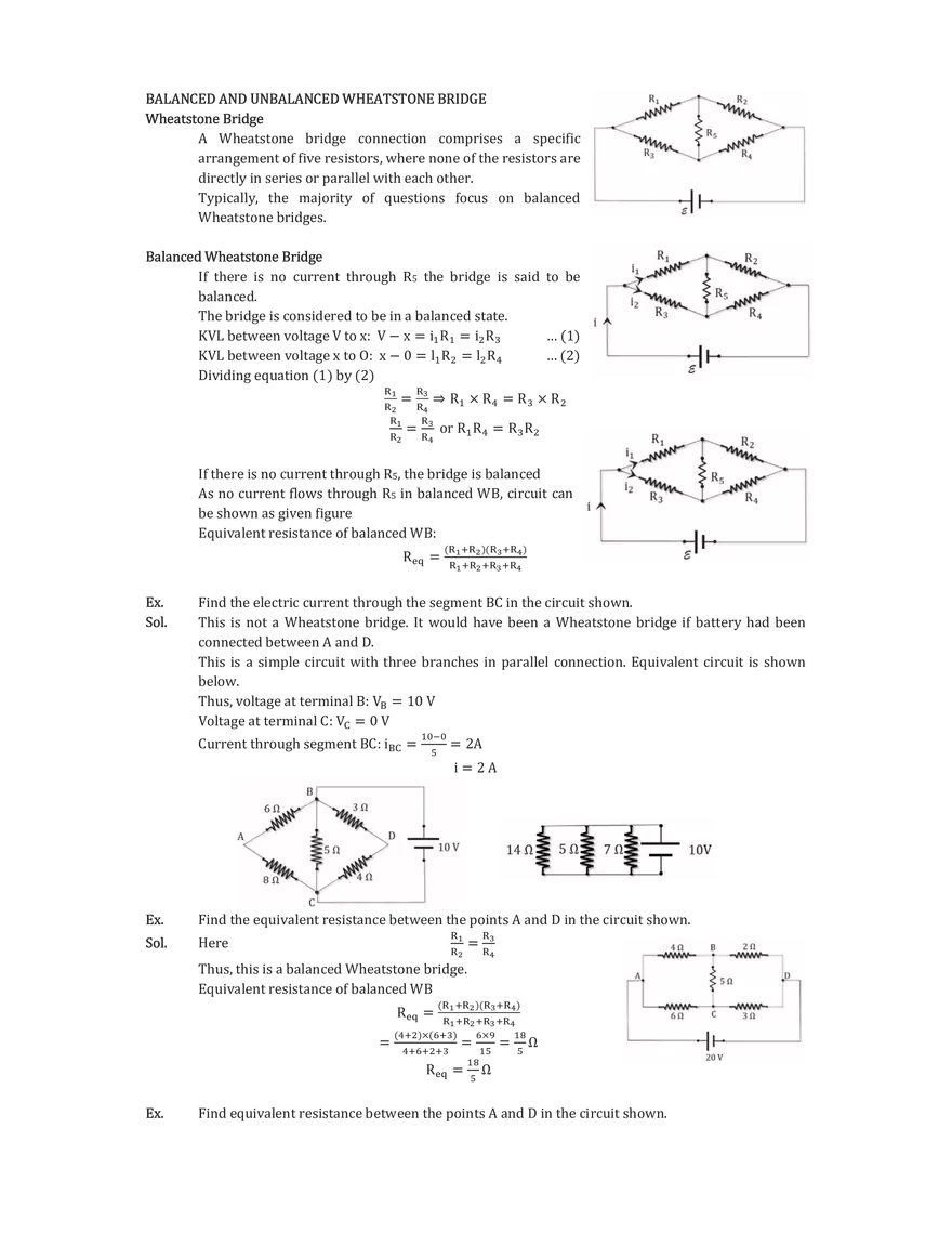 Balanced and Unbalanced Wheatstone Bridge - Page 1