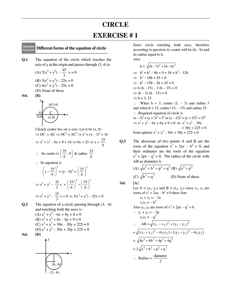 Circle Exercise # 1 - Page 1