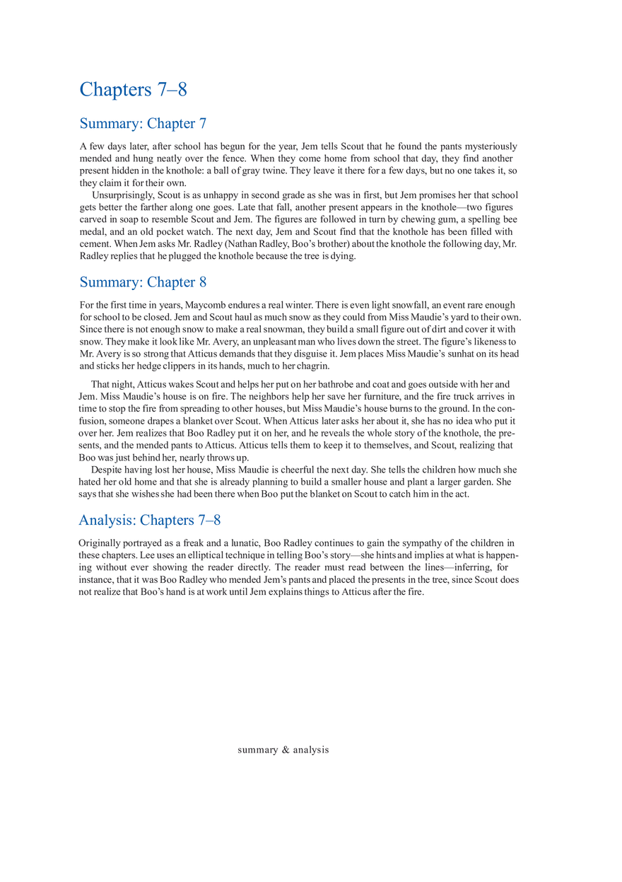 To Kill a Mockingbird Summary & Analysis Ch. 7-8 - Page 1