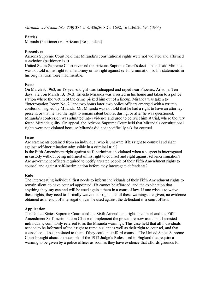 Miranda v. Arizona - Page 1