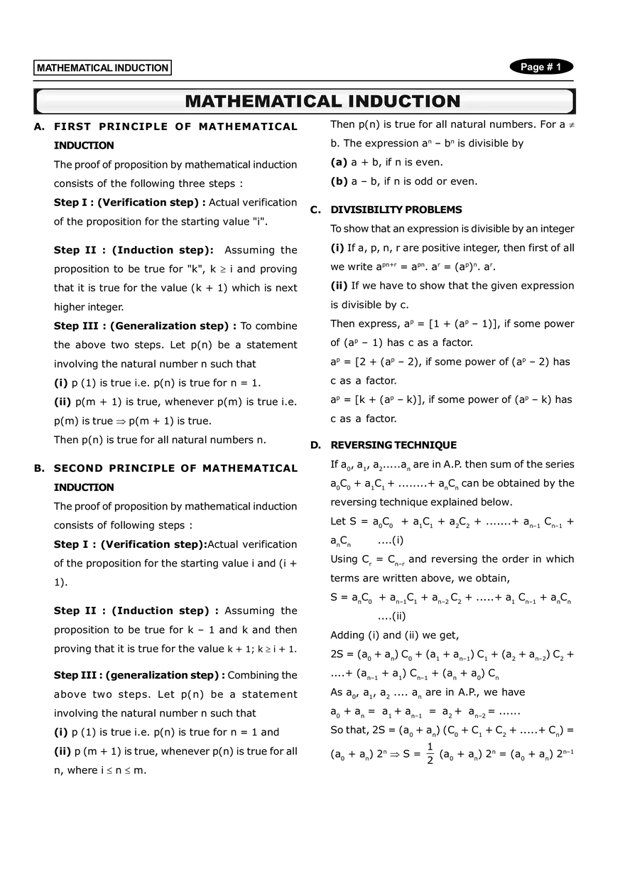Mathematical Induction - Page 1