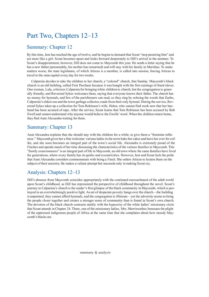 To Kill a Mockingbird Summary & Analysis Ch. 12-13 - Page 1