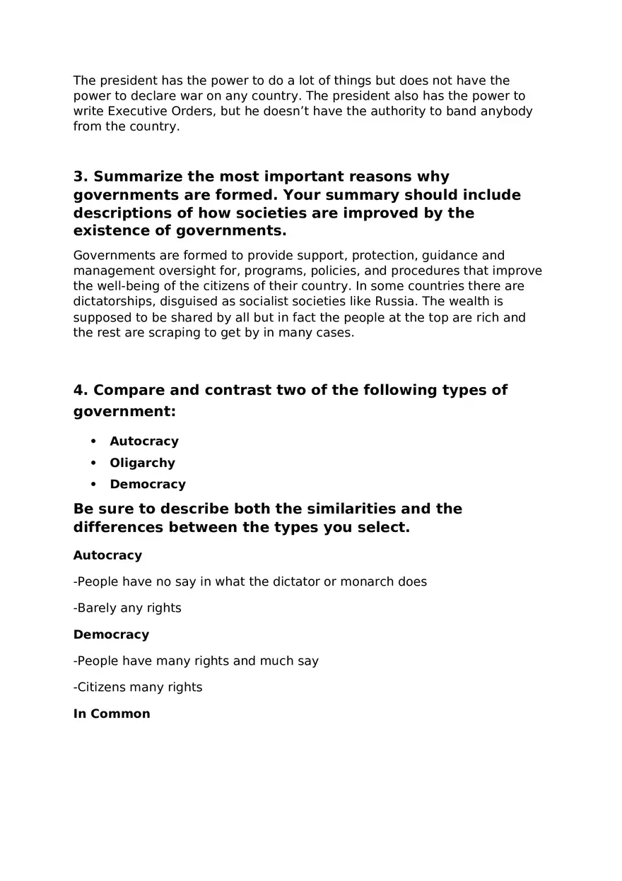 Introduction to U.S. Government Part I Short Answer Questions - Page 2