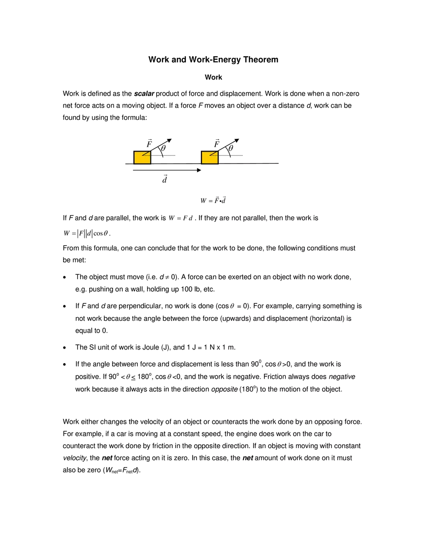 Work and Work-Energy Theorem - Page 1