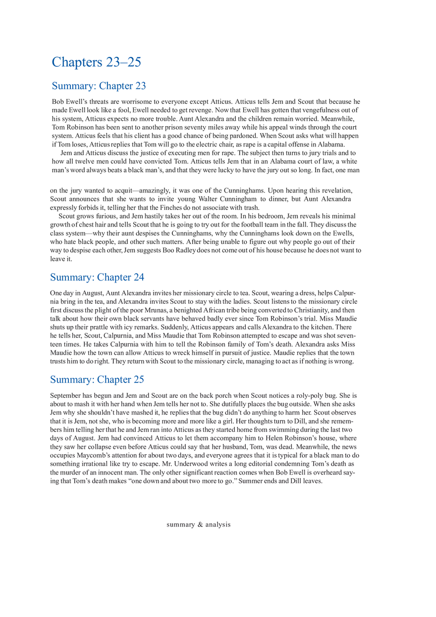 To Kill a Mockingbird Summary & Analysis Ch. 23-25 - Page 1