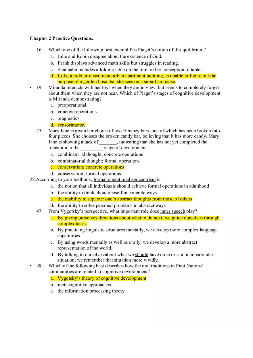 Educational Psychology Chapter 2 Practice Questions - Page 1
