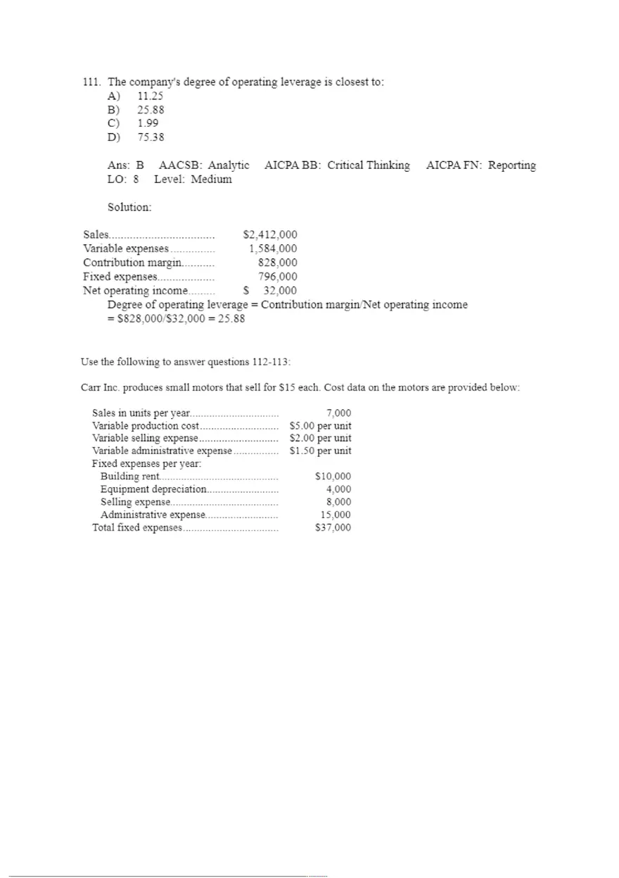 Management Accounting Quiz - Page 11