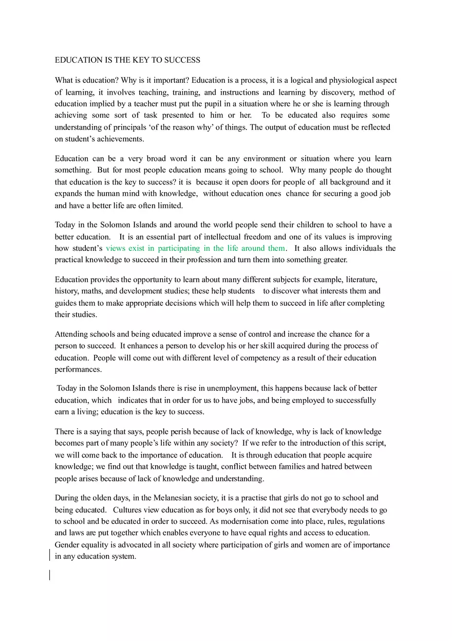 Education is the Key to Success - Page 1