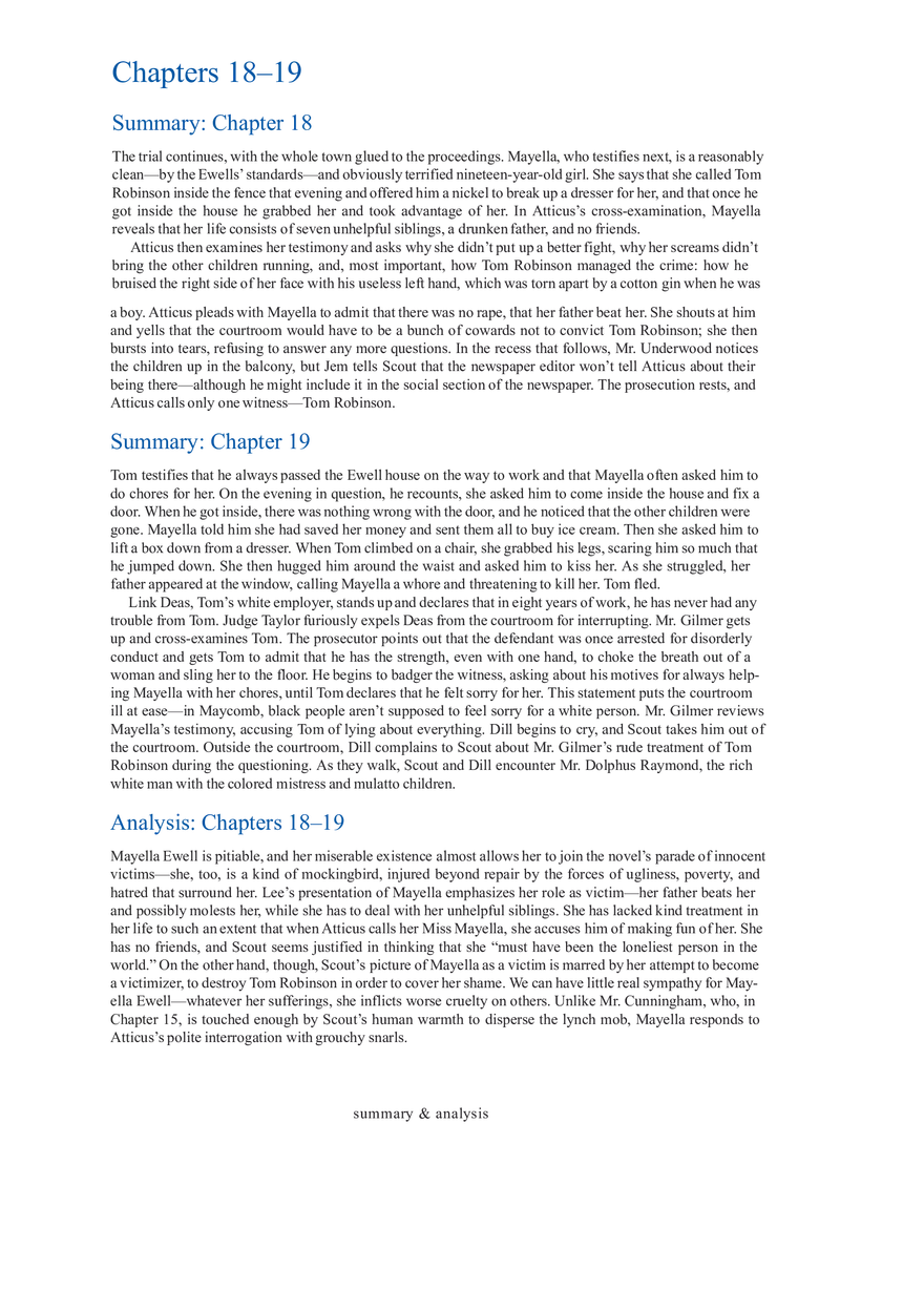 To Kill a Mockingbird Summary & Analysis Ch. 18-19 - Page 1