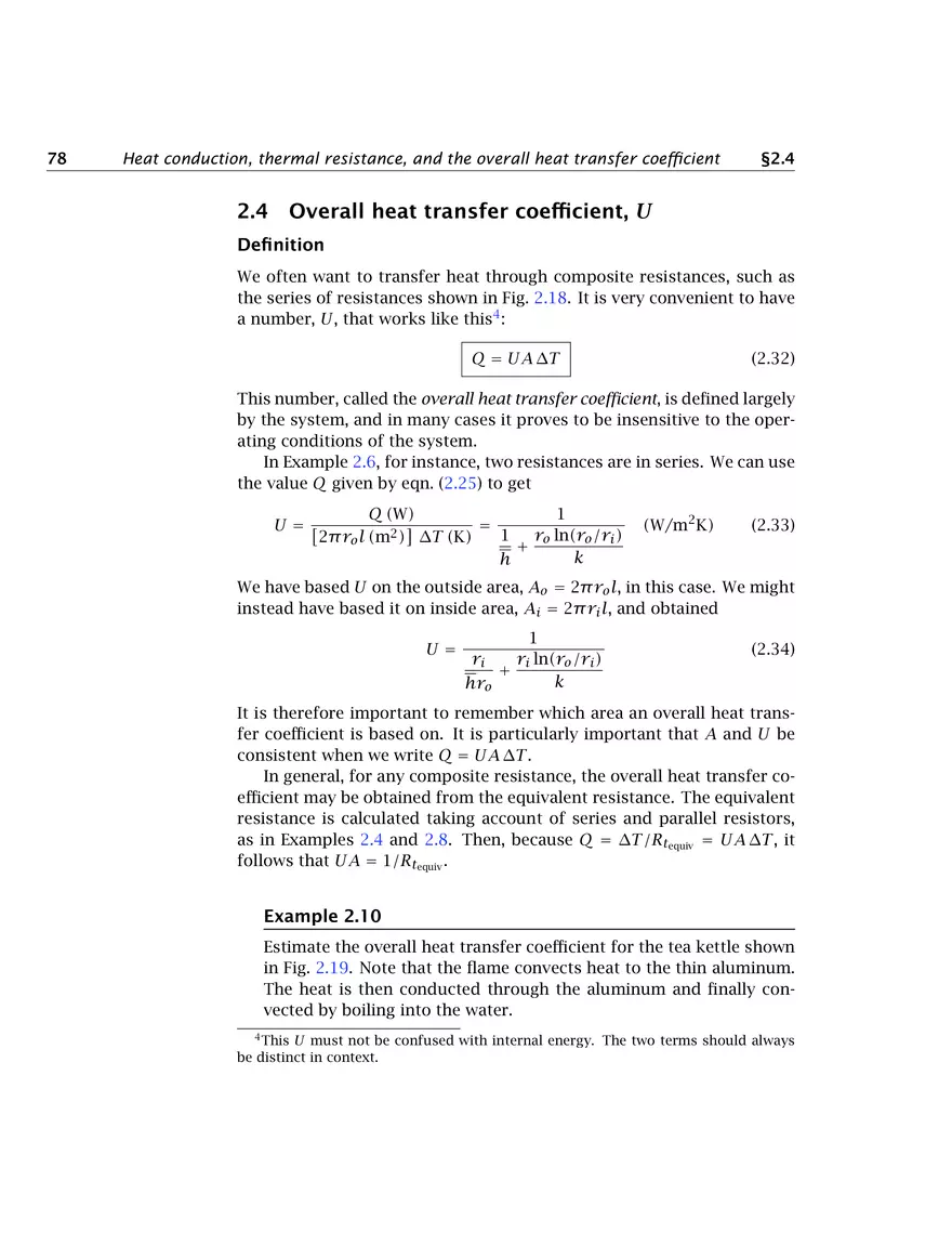 Heat Conduction Concepts, Thermal Resistance, and the Overall Heat Transfer Coefficient - Page 23