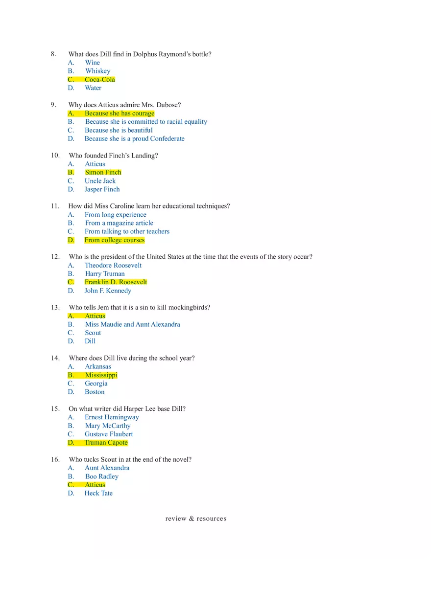 To Kill a Mockingbird Review & Resources - Page 2